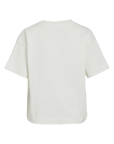 Vila - Vimonie Flower Emb T-shirt - Snow White